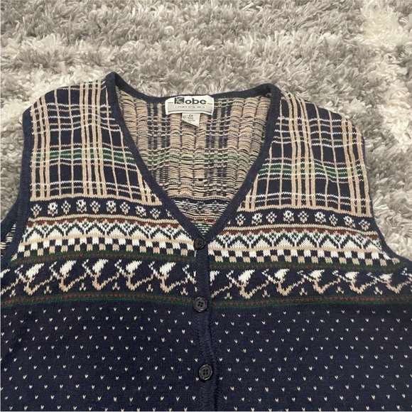 VTG Crystal Kobe Button Down Multicolor Holiday Vest Size 2X - Picture 2 of 7